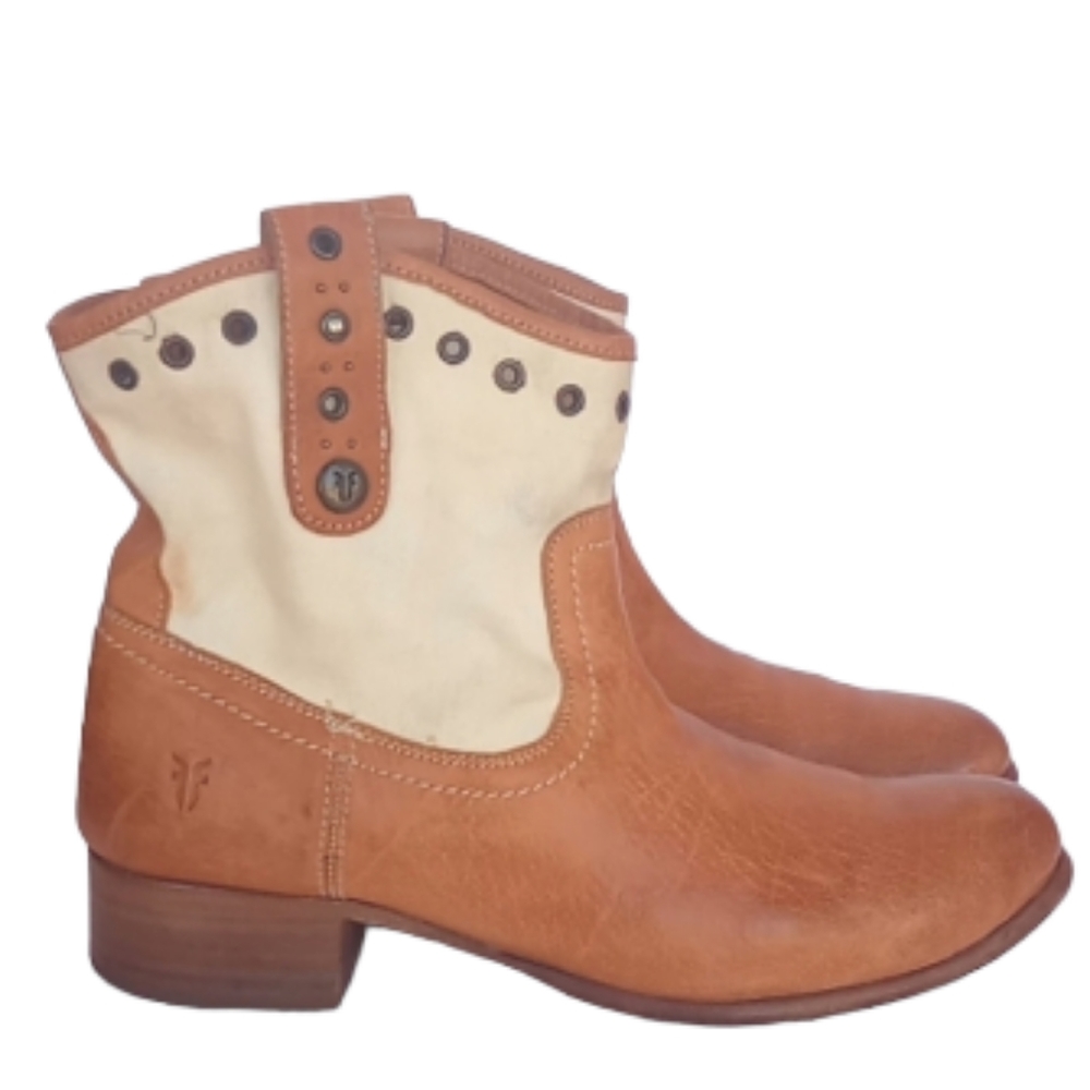 Frye leather/canvas ankle boots sz 8.5